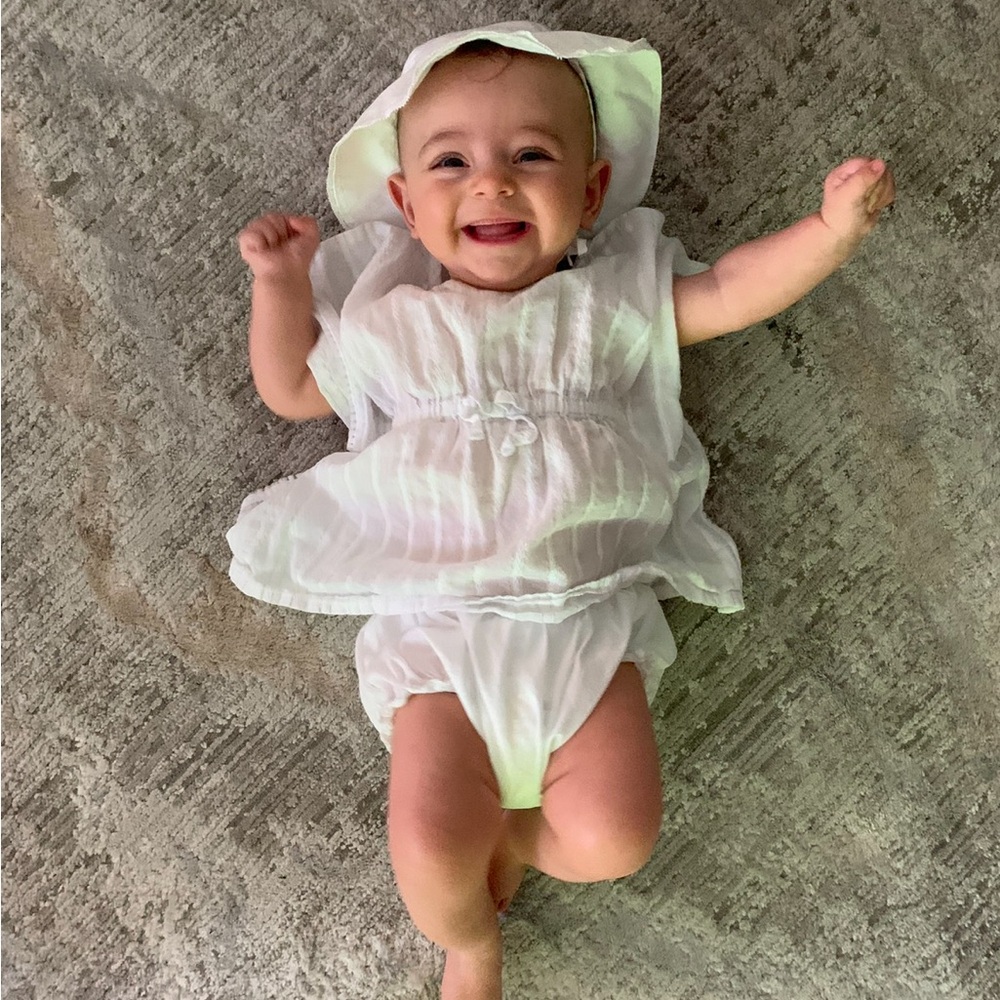 ✨Host Pick✨Janie and Jack Baby Girl White Swim Cover-up with Gold Details - 3-6M